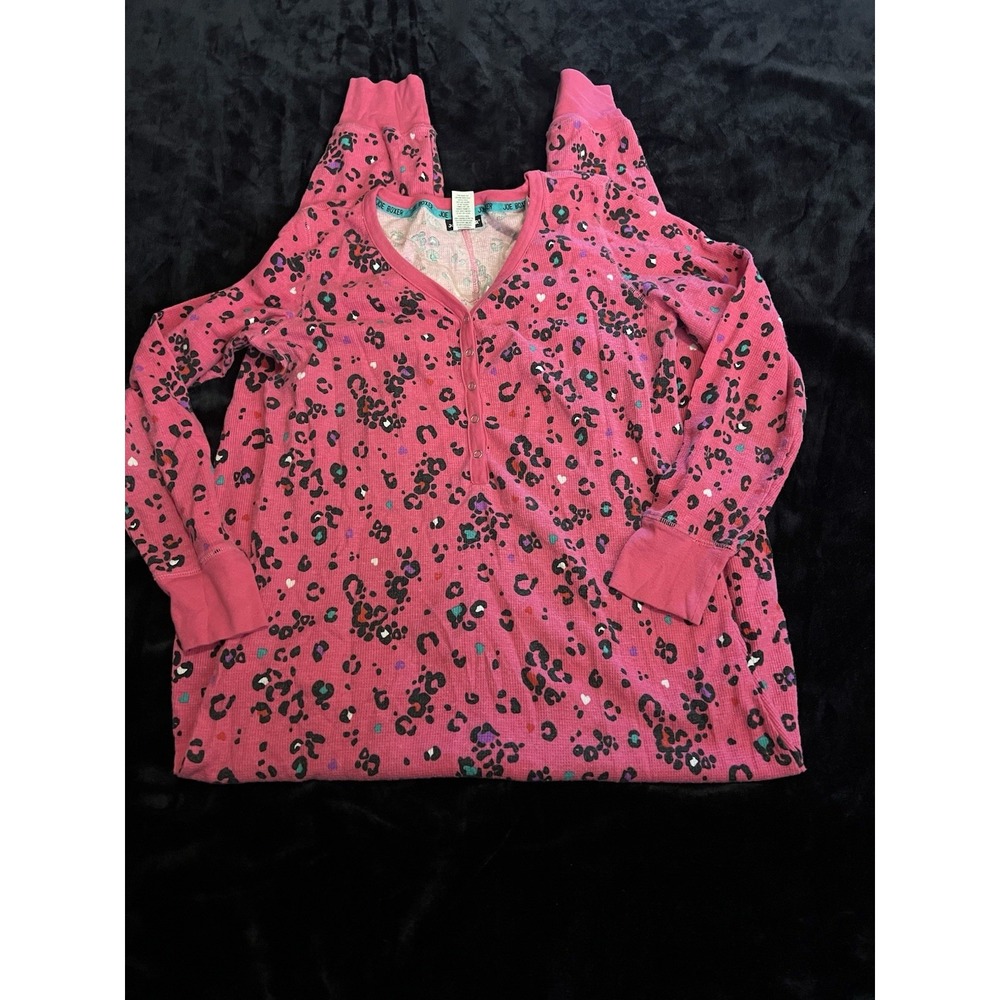 Joe Boxer‎ Pink Cheetah Print Waffle Pajamas One Piece Large